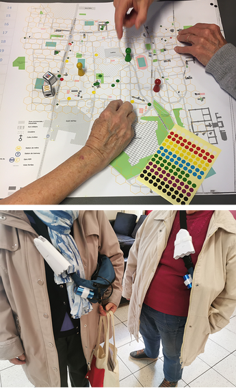 Jeu de plateau et personnes équipées de capteurs