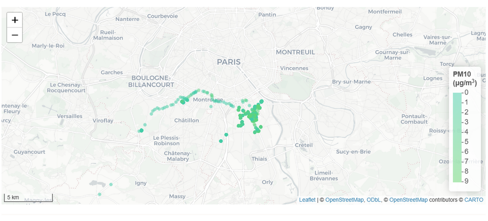 Carte de données de pollution