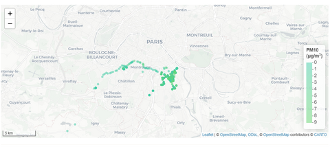 Carte de données de pollution